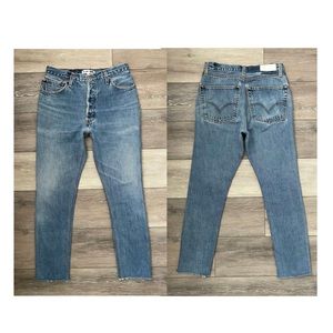 $360 RE/DONE x Levi’s 501 High Rise Skinny Medium Wash Raw Hem Jeans Size 27